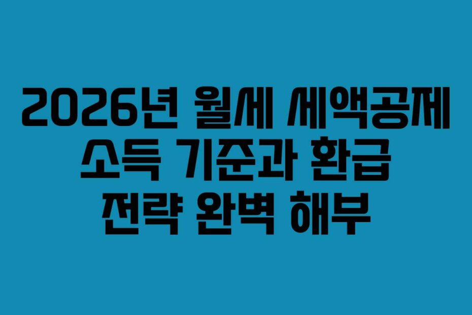 2026년 월세 세액공제 소득 기준과 환급 전략 완벽 해부