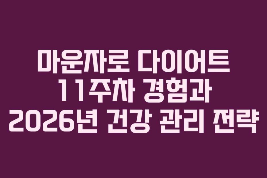마운자로 다이어트 11주차 경험과 2026년 건강 관리 전략