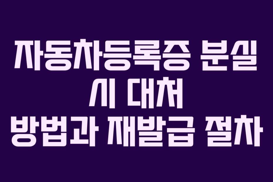자동차등록증 분실 시 대처 방법과 재발급 절차