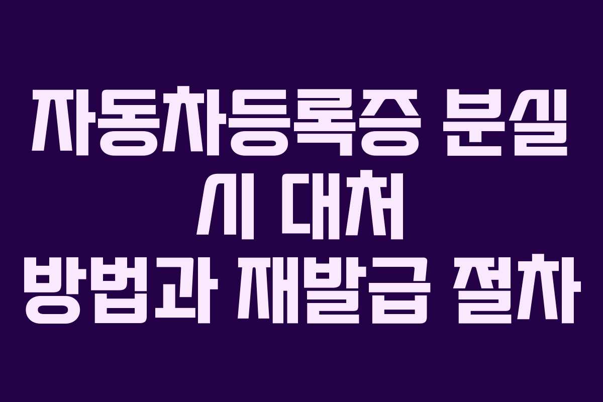 자동차등록증 분실 시 대처 방법과 재발급 절차