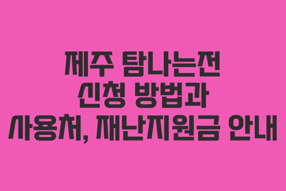 제주 탐나는전 신청 방법과 사용처, 재난지원금 안내