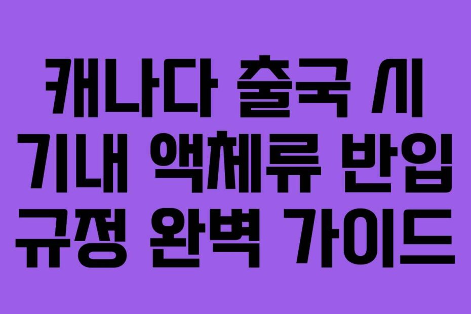 캐나다 출국 시 기내 액체류 반입 규정 완벽 가이드