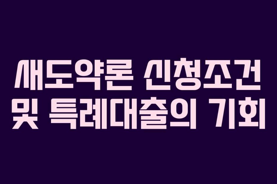 새도약론 신청조건 및 특례대출의 기회