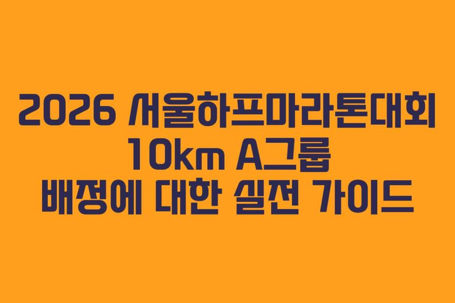 2026 서울하프마라톤대회 10km A그룹 배정에 대한 실전 가이드