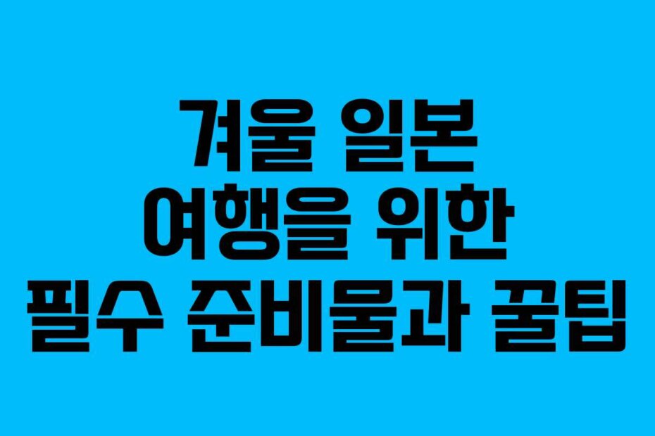 겨울 일본 여행을 위한 필수 준비물과 꿀팁