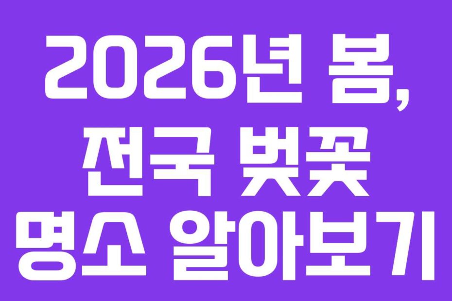 2026년 봄, 전국 벚꽃 명소 알아보기