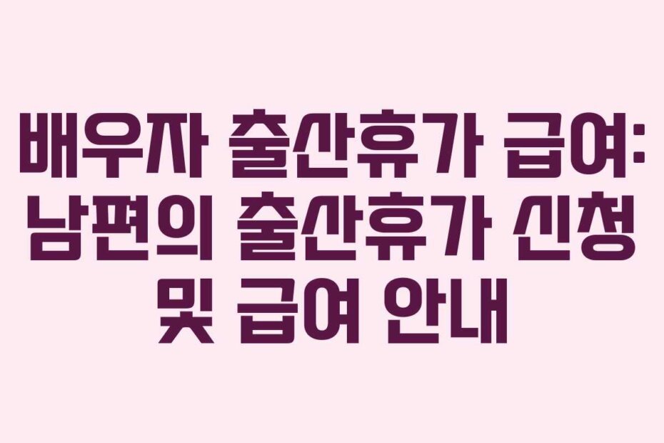 배우자 출산휴가 급여: 남편의 출산휴가 신청 및 급여 안내