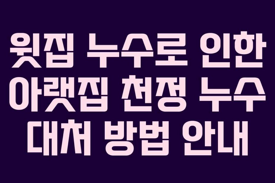 윗집 누수로 인한 아랫집 천정 누수 대처 방법 안내