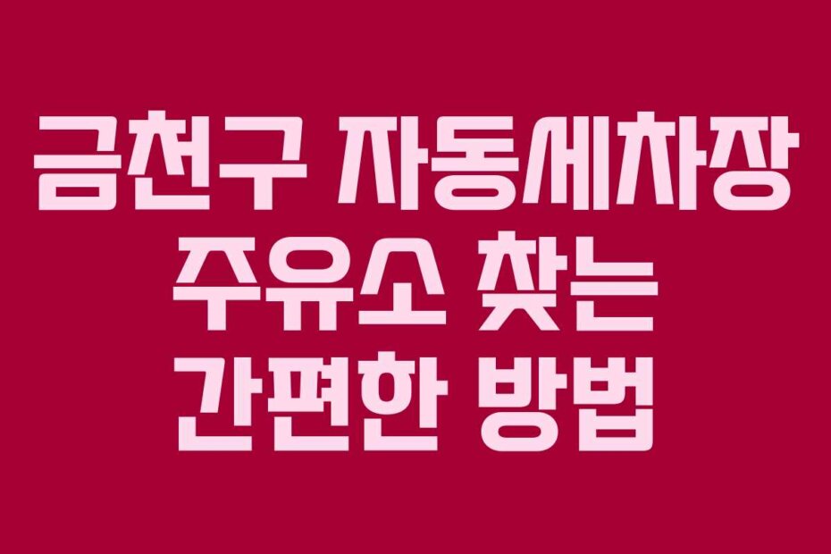 금천구 자동세차장 주유소 찾는 간편한 방법