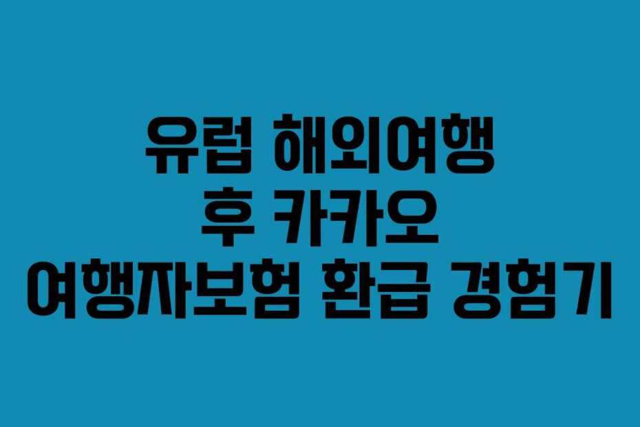 유럽 해외여행 후 카카오 여행자보험 환급 경험기