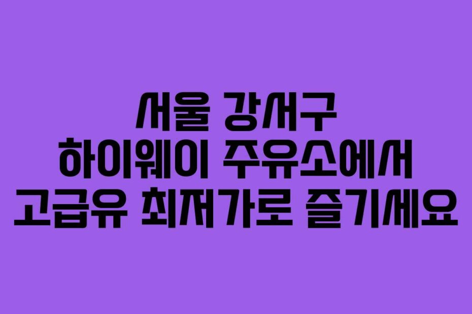 서울 강서구 하이웨이 주유소에서 고급유 최저가로 즐기세요