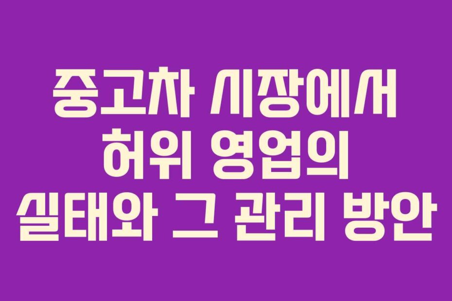 중고차 시장에서 허위 영업의 실태와 그 관리 방안