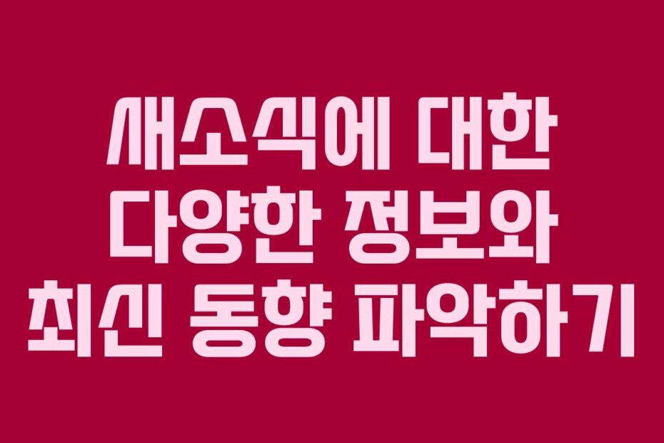 새소식에 대한 다양한 정보와 최신 동향 파악하기