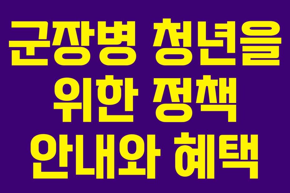 군장병 청년을 위한 정책 안내와 혜택 군장병 청년을 위한 정책 안내와 혜택