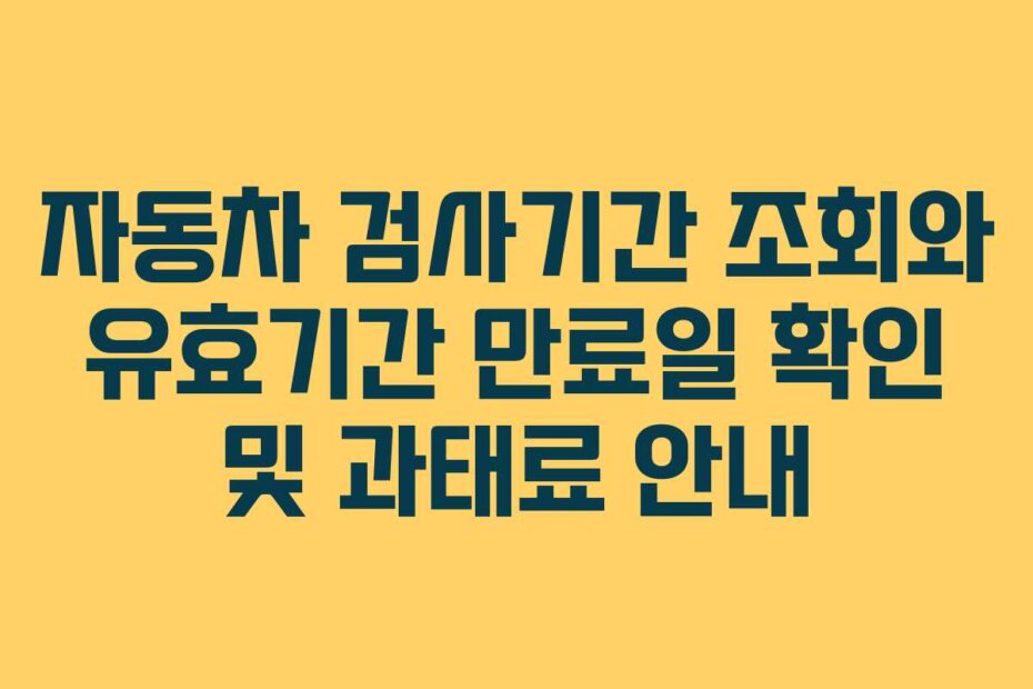 자동차 검사기간 조회와 유효기간 만료일 확인 및 과태료 안내 자동차 검사기간 조회와 유효기간 만료일 확인 및 과태료 안내
