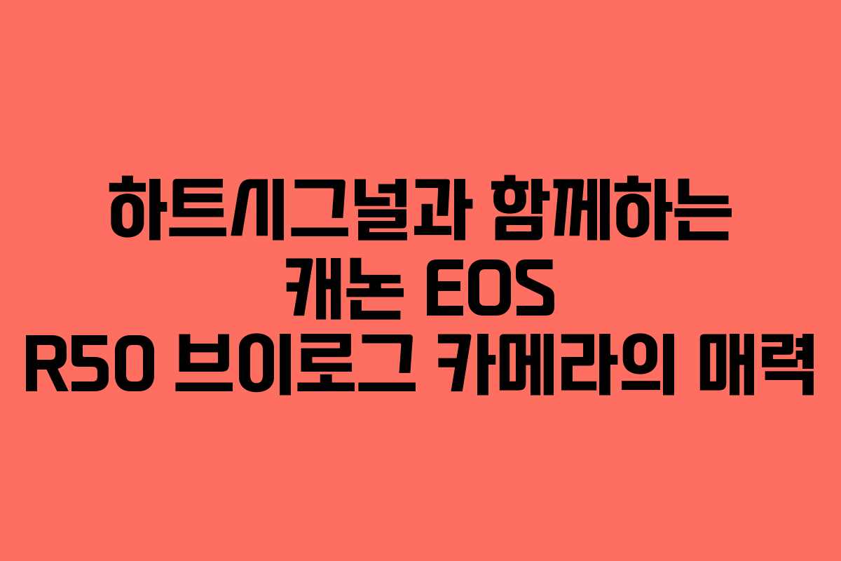 하트시그널과 함께하는 캐논 EOS R50 브이로그 카메라의 매력