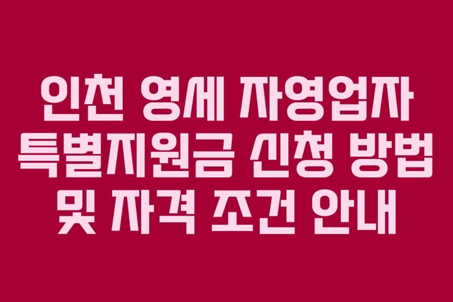 인천 영세 자영업자 특별지원금 신청 방법 및 자격 조건 안내