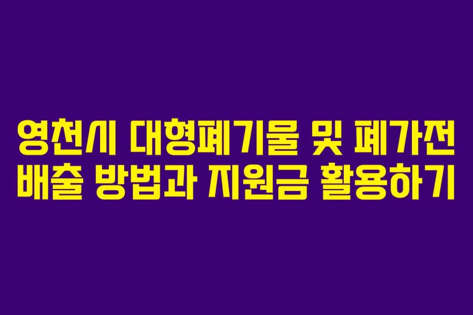 영천시 대형폐기물 및 폐가전 배출 방법과 지원금 활용하기