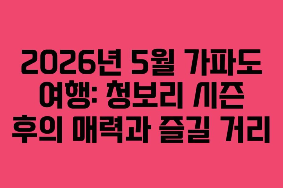 2026년 5월 가파도 여행: 청보리 시즌 후의 매력과 즐길 거리