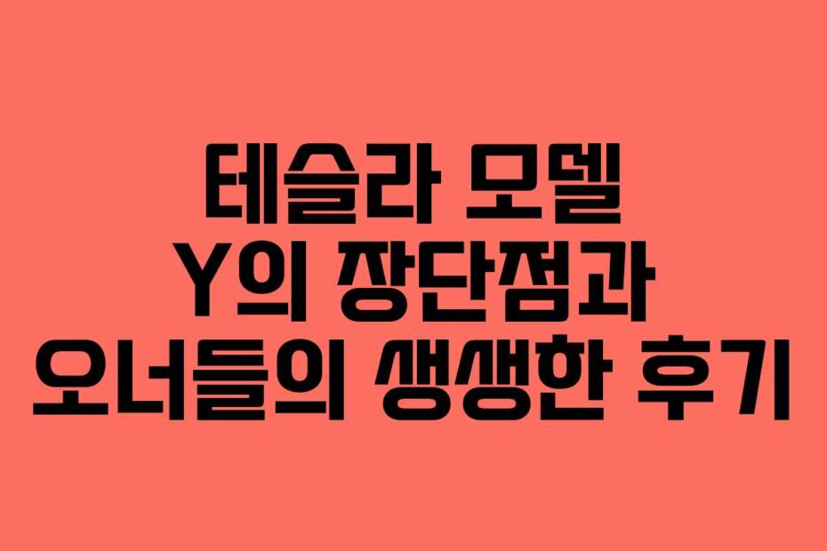 테슬라 모델 Y의 장단점과 오너들의 생생한 후기