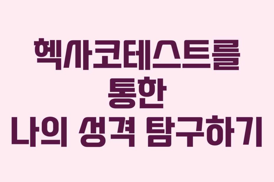 헥사코테스트를 통한 나의 성격 탐구하기