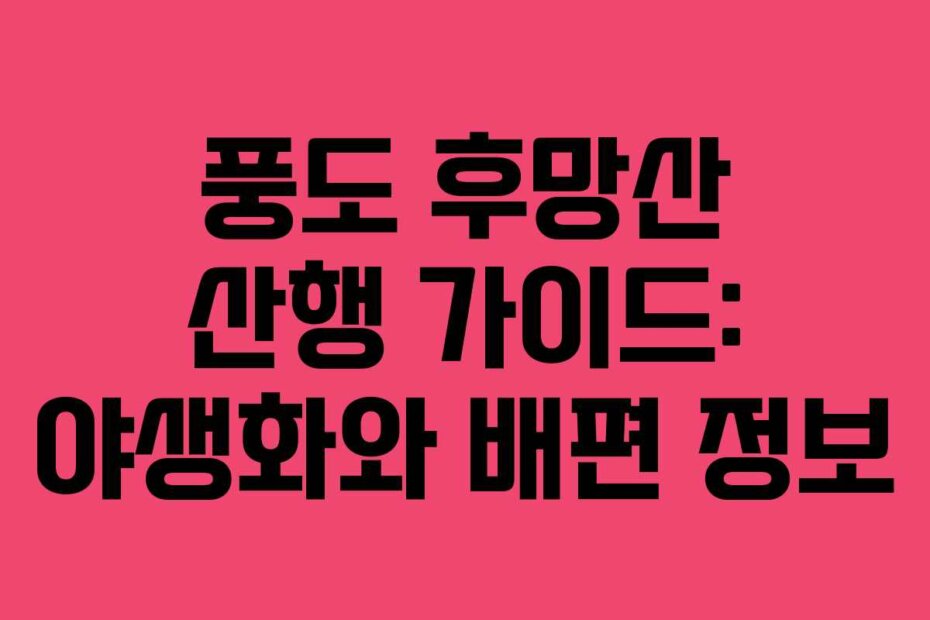 풍도 후망산 산행 가이드: 야생화와 배편 정보