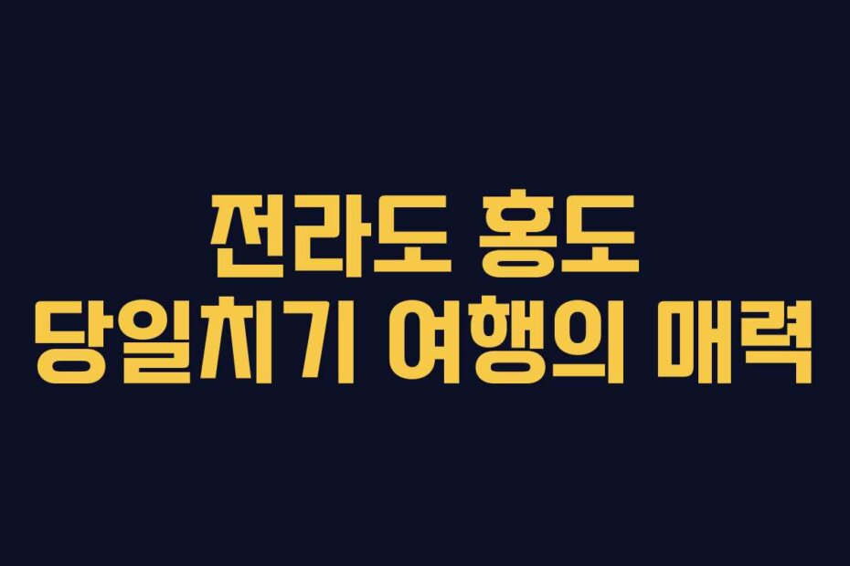 전라도 홍도 당일치기 여행의 매력