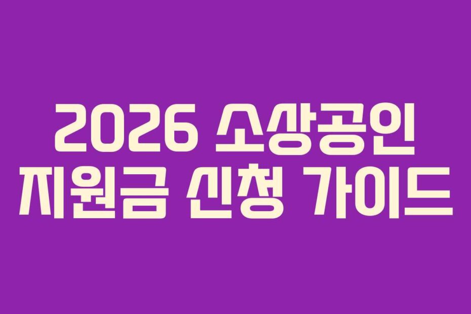 2026 소상공인 지원금 신청 가이드