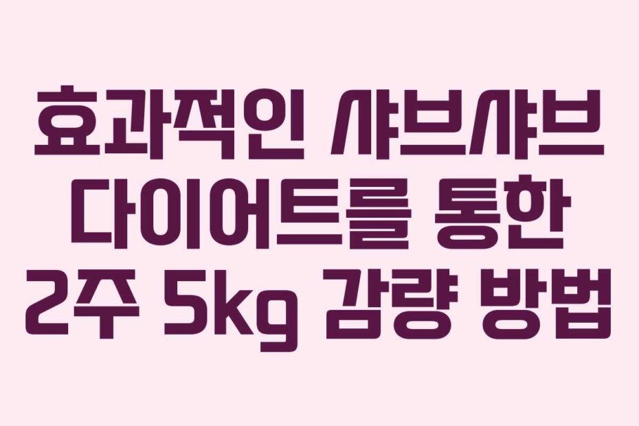 효과적인 샤브샤브 다이어트를 통한 2주 5kg 감량 방법