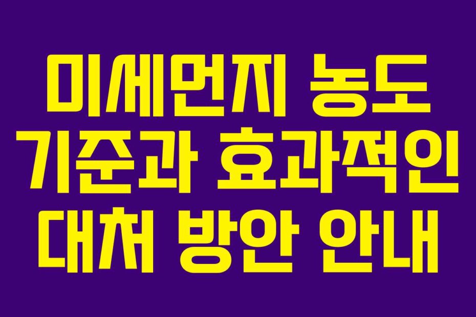 미세먼지 농도 기준과 효과적인 대처 방안 안내