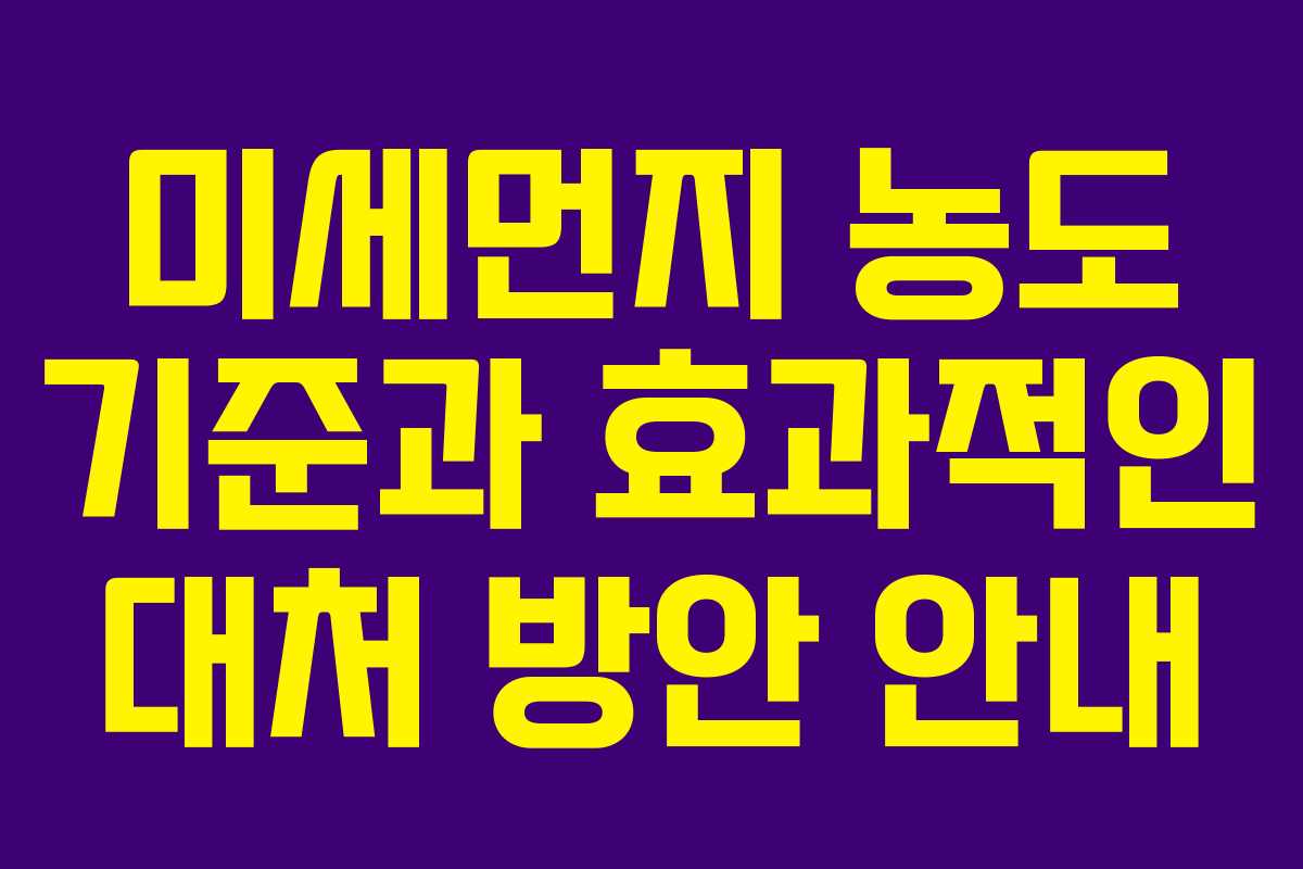 미세먼지 농도 기준과 효과적인 대처 방안 안내