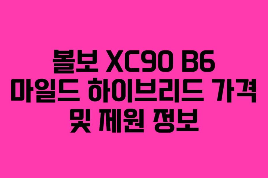 볼보 XC90 B6 마일드 하이브리드 가격 및 제원 정보