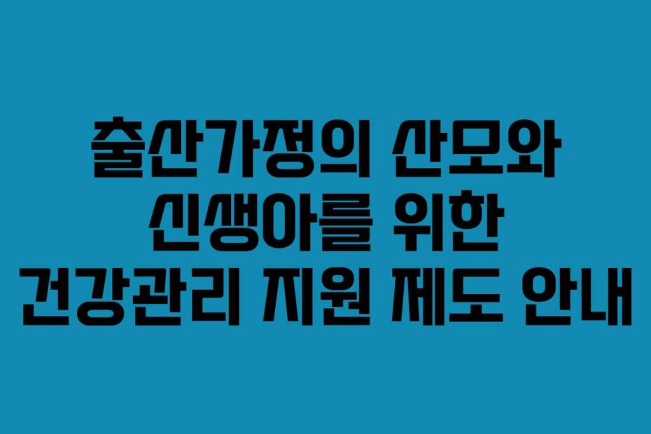 출산가정의 산모와 신생아를 위한 건강관리 지원 제도 안내