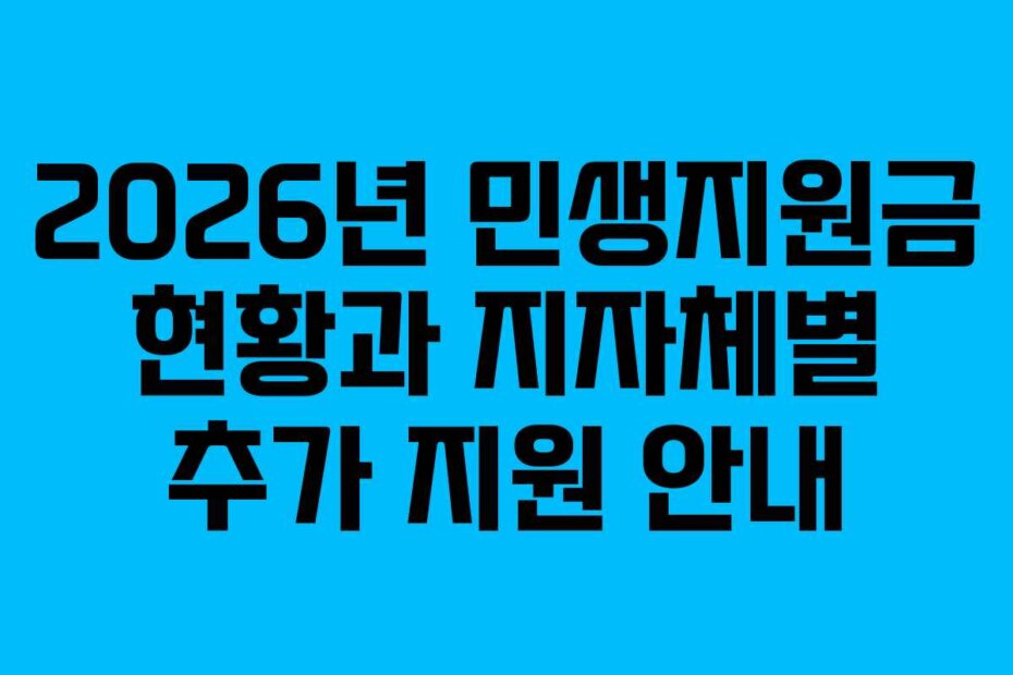 2026년 민생지원금 현황과 지자체별 추가 지원 안내