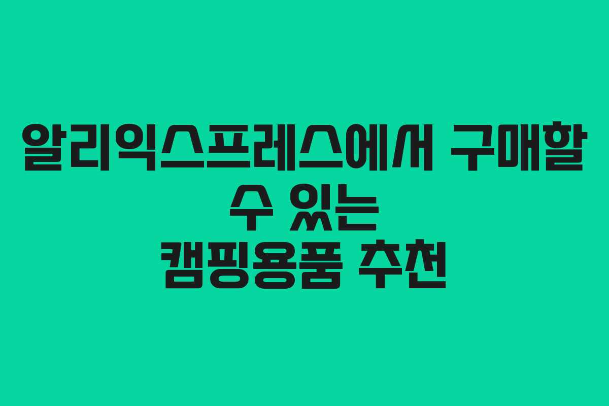 알리익스프레스에서 구매할 수 있는 캠핑용품 추천