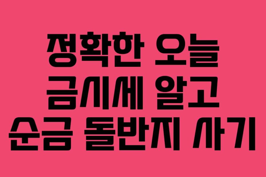 정확한 오늘 금시세 알고 순금 돌반지 사기