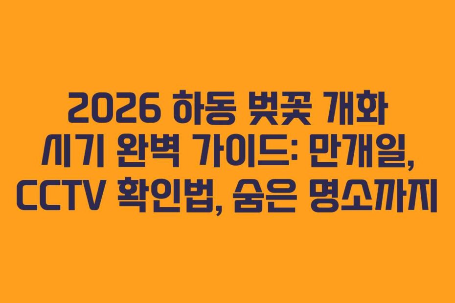 2026 하동 벚꽃 개화 시기 완벽 가이드: 만개일, CCTV 확인법, 숨은 명소까지 2026 하동 벚꽃 개화 시기 완벽 가이드: 만개일, CCTV 확인법, 숨은 명소까지