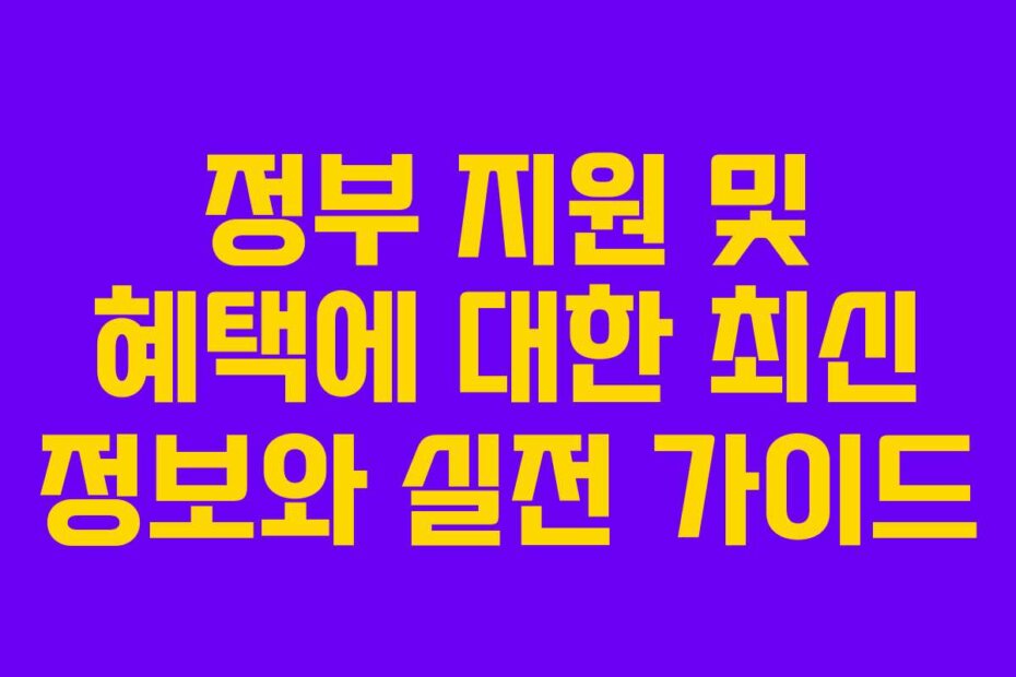 정부 지원 및 혜택에 대한 최신 정보와 실전 가이드