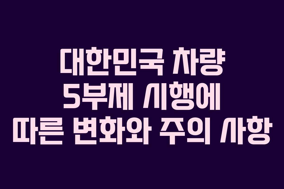 대한민국 차량 5부제 시행에 따른 변화와 주의 사항