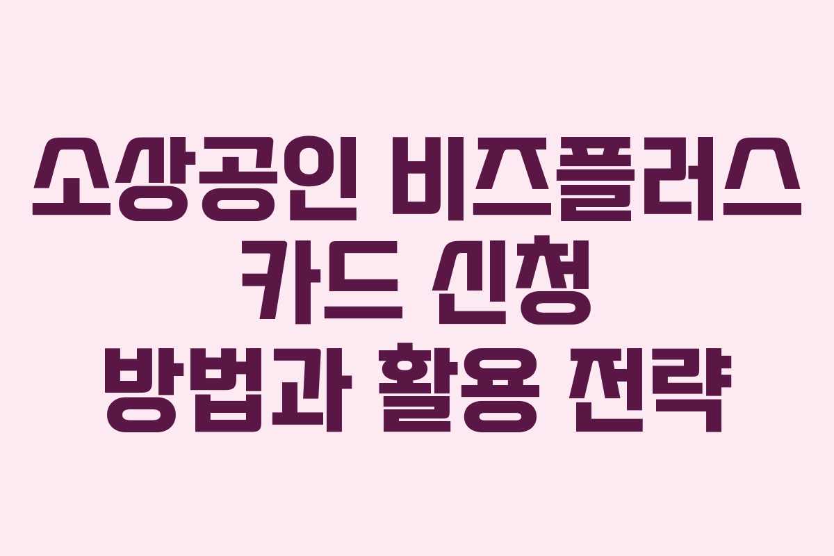 소상공인 비즈플러스 카드 신청 방법과 활용 전략