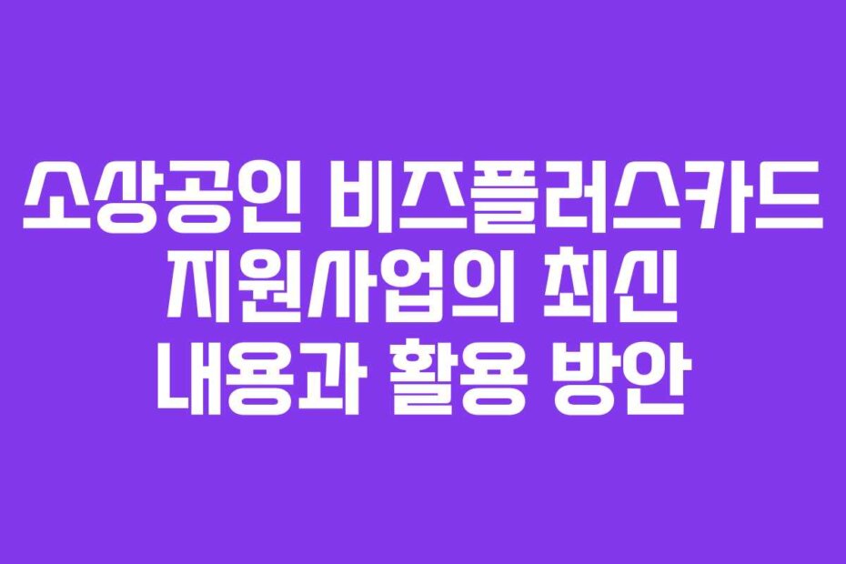 소상공인 비즈플러스카드 지원사업의 최신 내용과 활용 방안