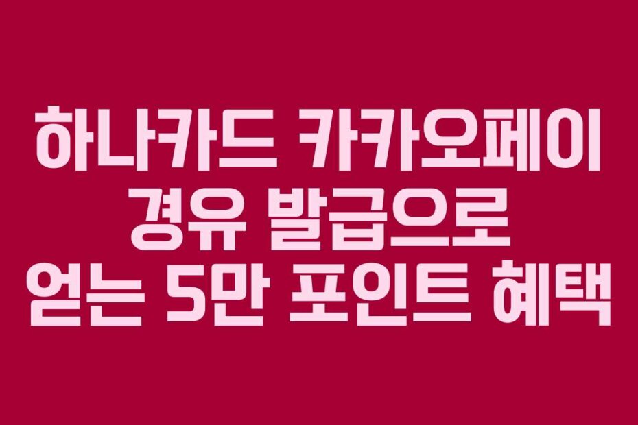 하나카드 카카오페이 경유 발급으로 얻는 5만 포인트 혜택