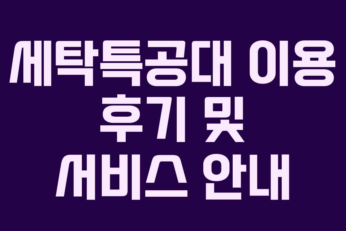 세탁특공대 이용 후기 및 서비스 안내