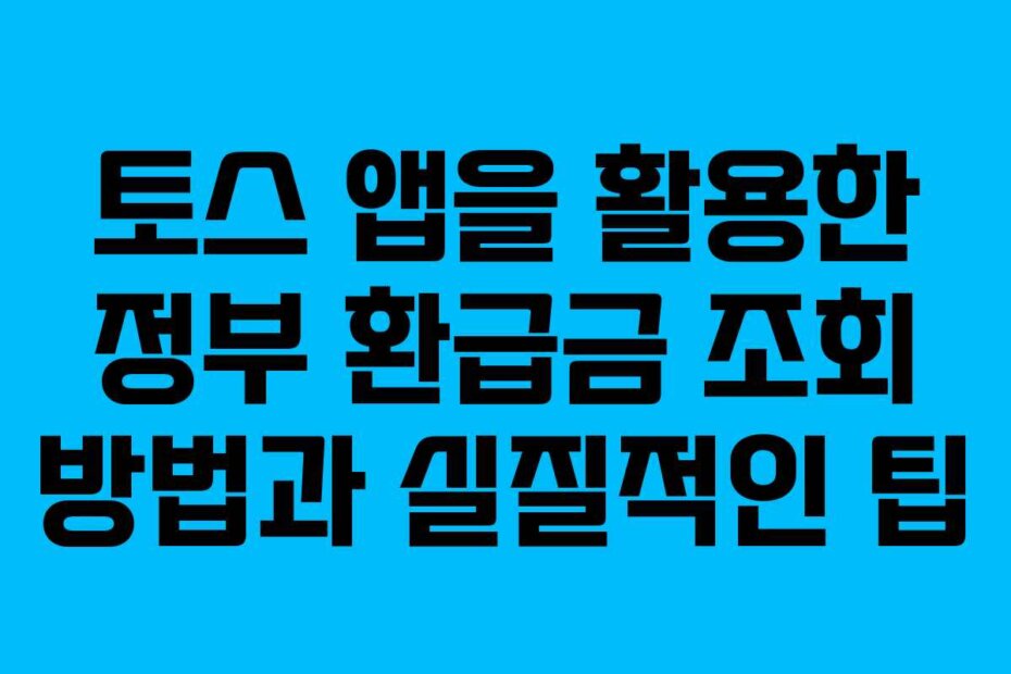 토스 앱을 활용한 정부 환급금 조회 방법과 실질적인 팁