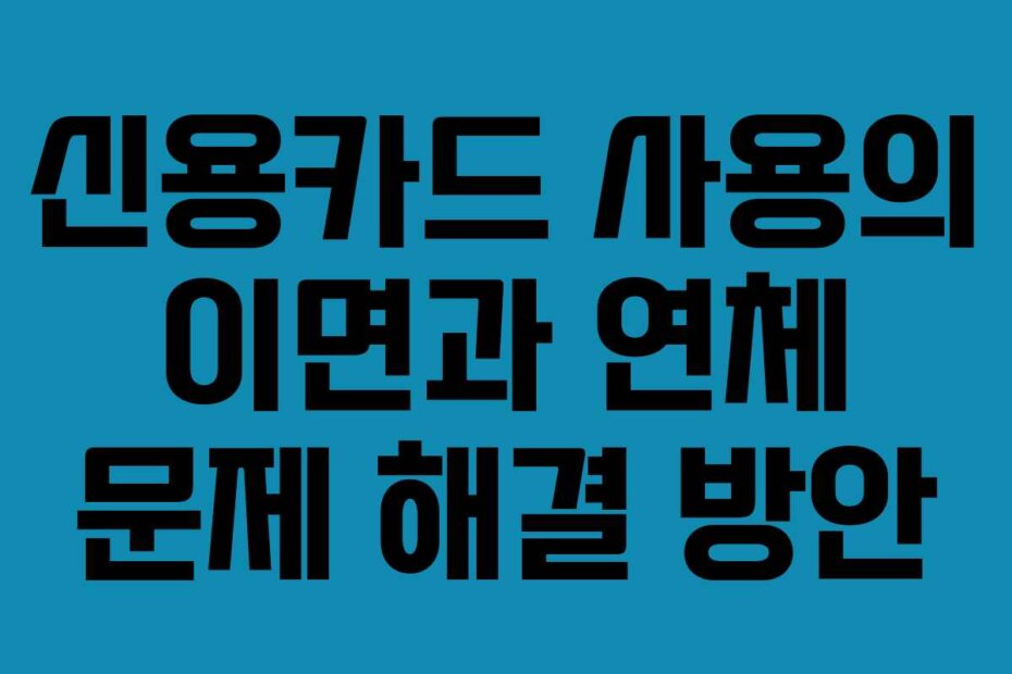 신용카드 사용의 이면과 연체 문제 해결 방안