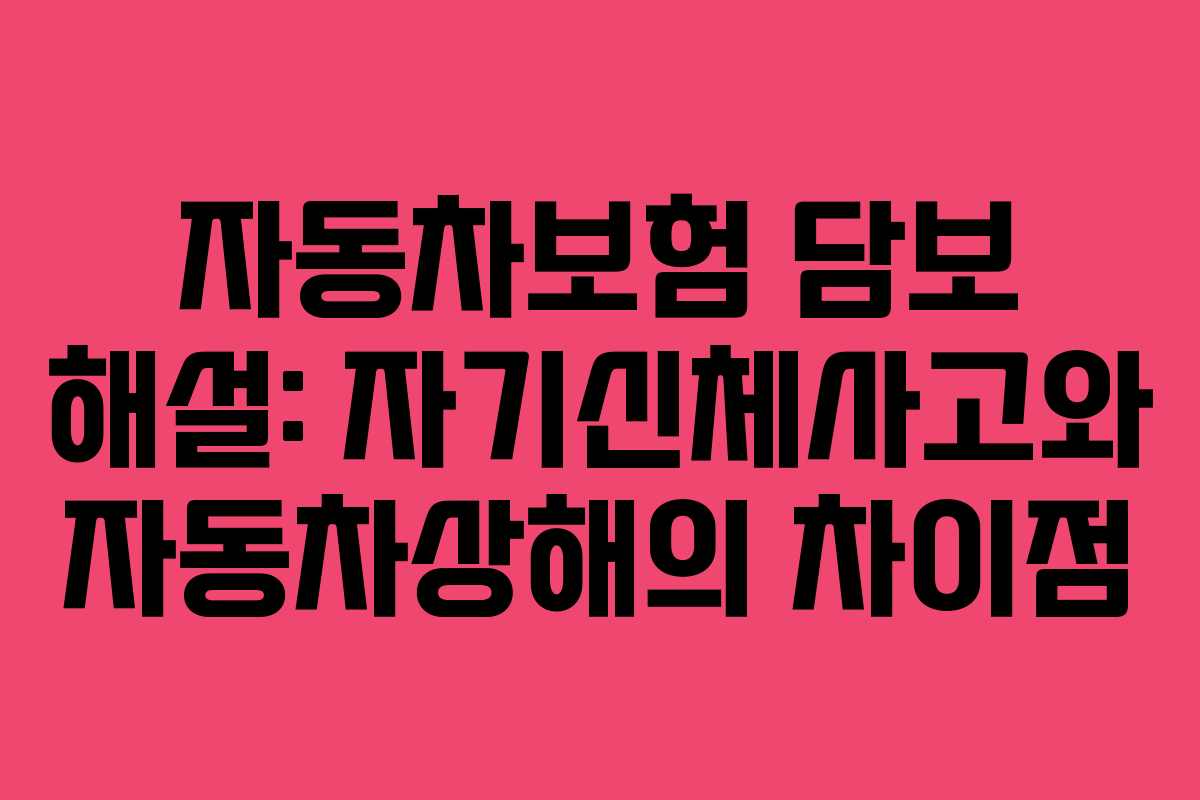자동차보험 담보 해설: 자기신체사고와 자동차상해의 차이점