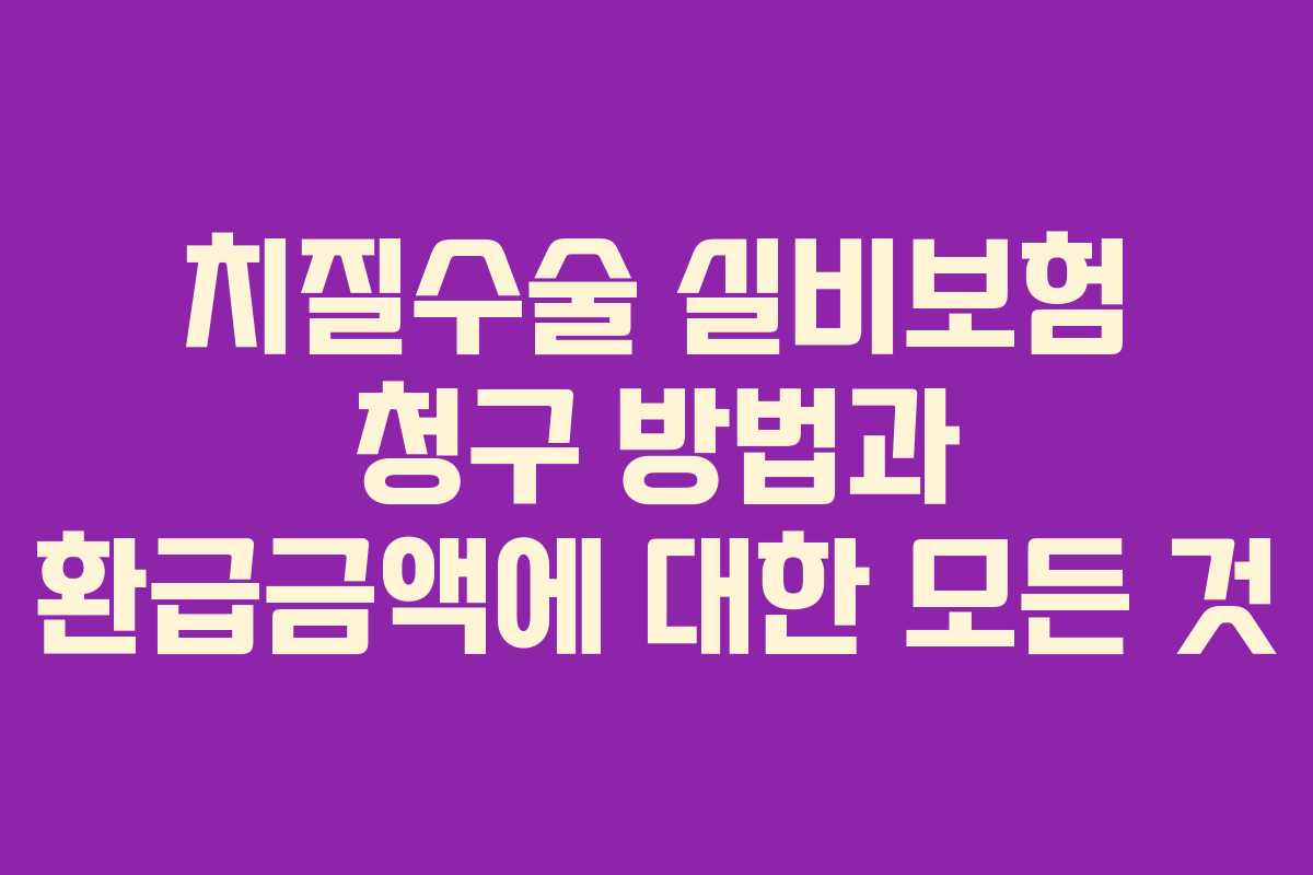 치질수술 실비보험 청구 방법과 환급금액에 대한 모든 것