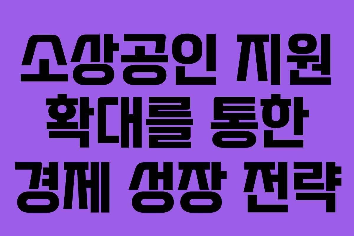 소상공인 지원 확대를 통한 경제 성장 전략