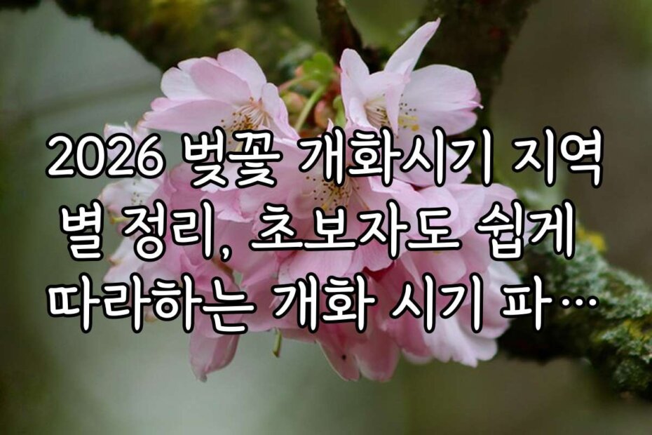 2026 벚꽃 개화시기 지역별 정리, 초보자도 쉽게 따라하는 개화 시기 파악법