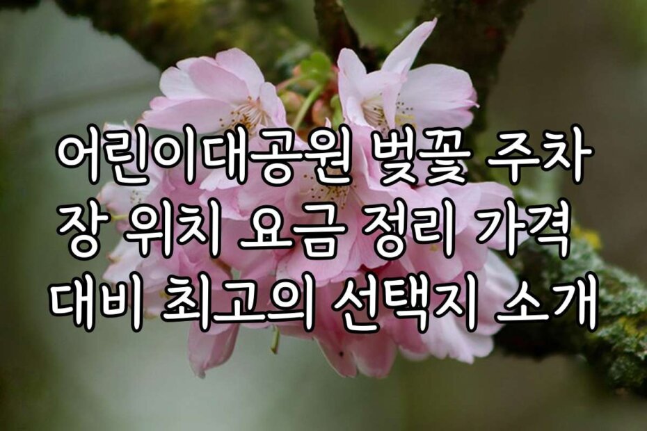어린이대공원 벚꽃 주차장 위치 요금 정리 가격 대비 최고의 선택지 소개